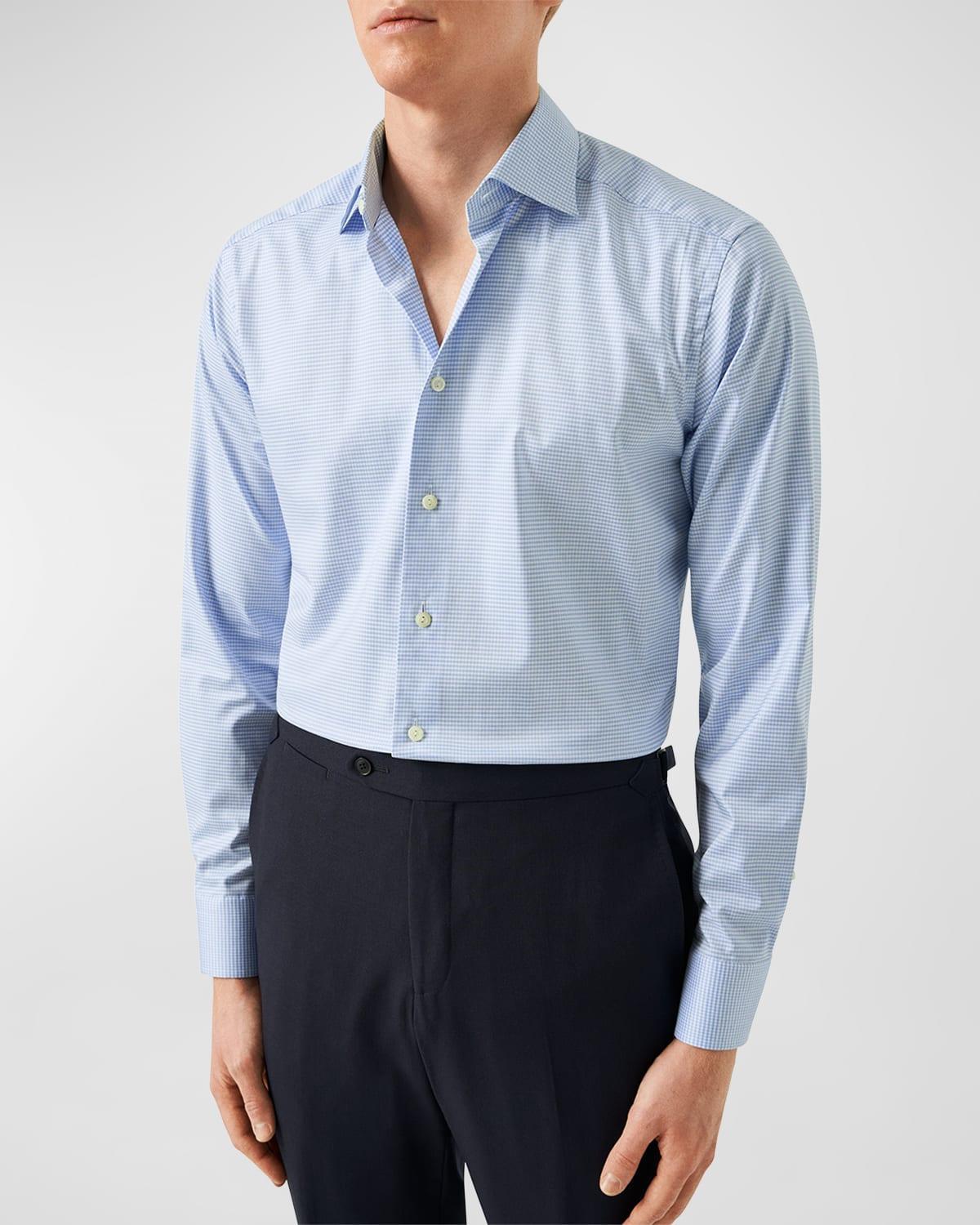 Mens Cotton Micro-Check Contemporary-Fit Dress Shirt Product Image