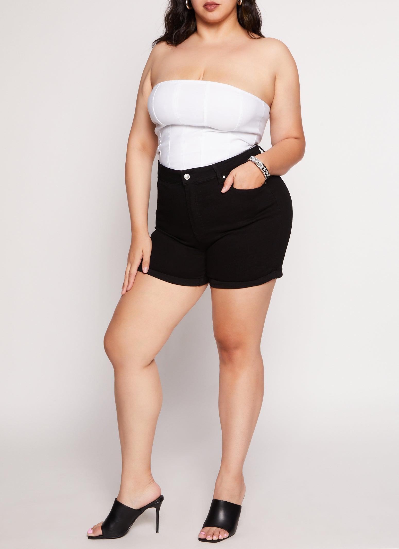 Womens Plus Size WAX High Waist Cuffed Shorts Product Image