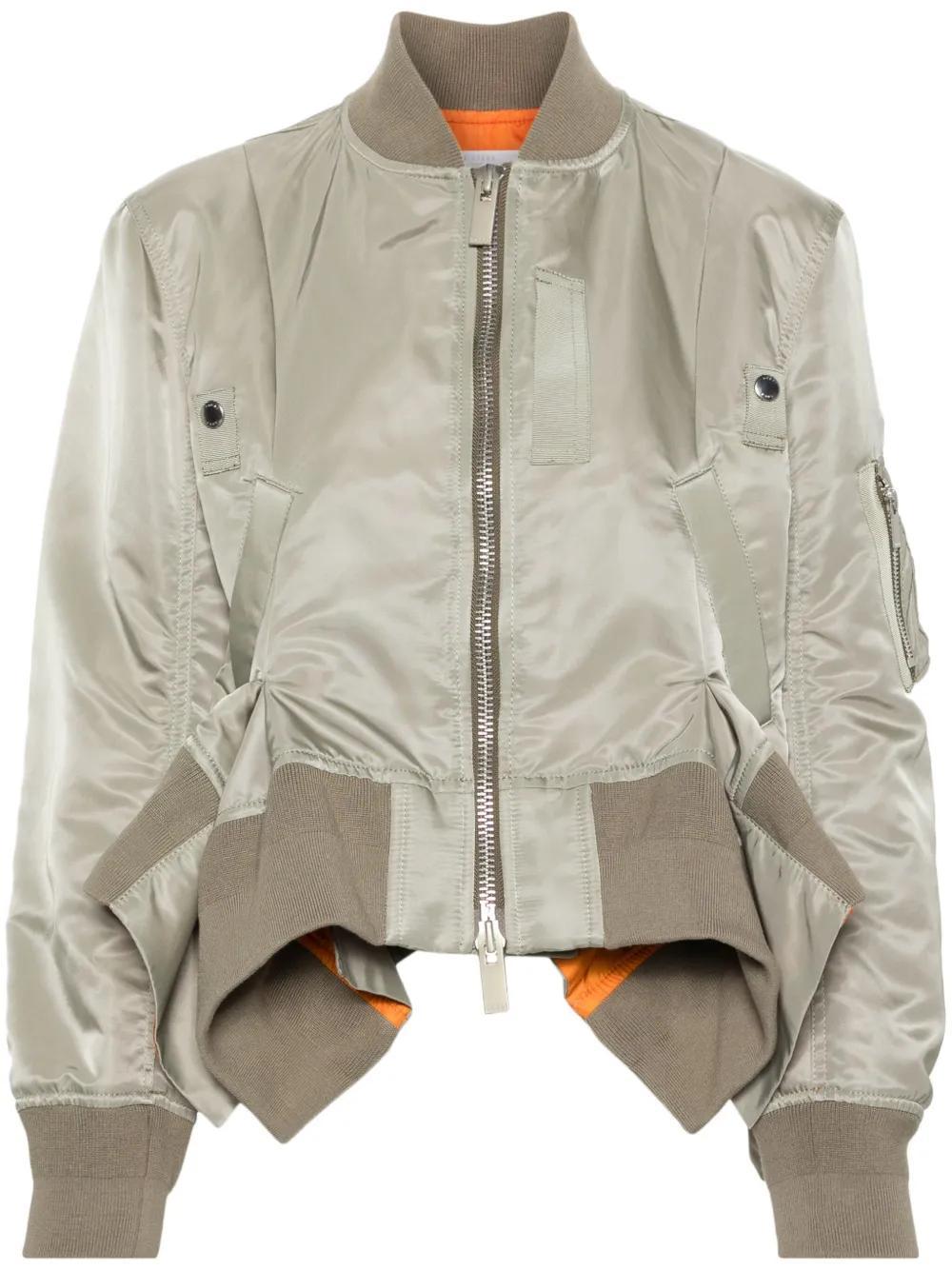 SACAI Gabardine-weave Bomber Jacket In Green Product Image