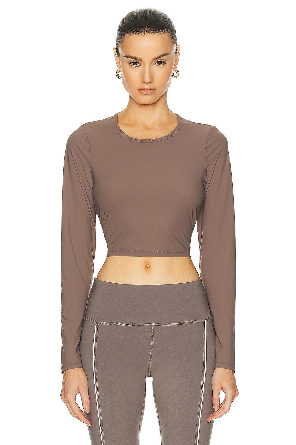 Beyond Yoga Power Beyond Lite Cardio Cropped Pullover Top in Taupe Product Image