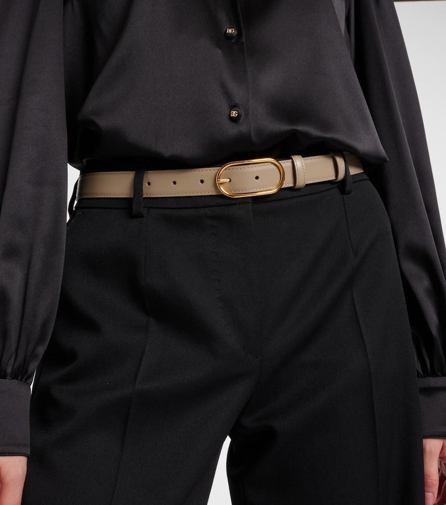 DOLCE & GABBANA Leather Belt In Beige Product Image