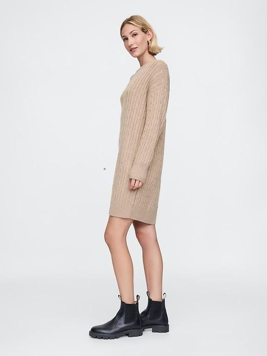 CashSoft Cable-Knit Mini Sweater Dress Product Image