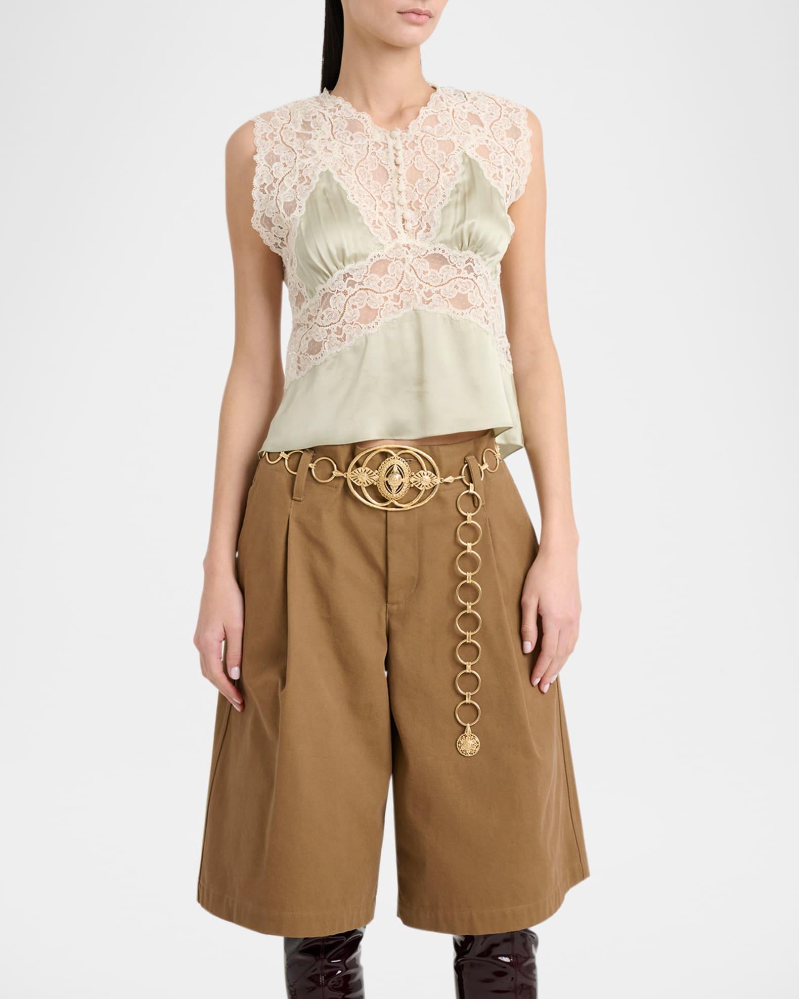 Lace Silk Sleeveless Top Product Image