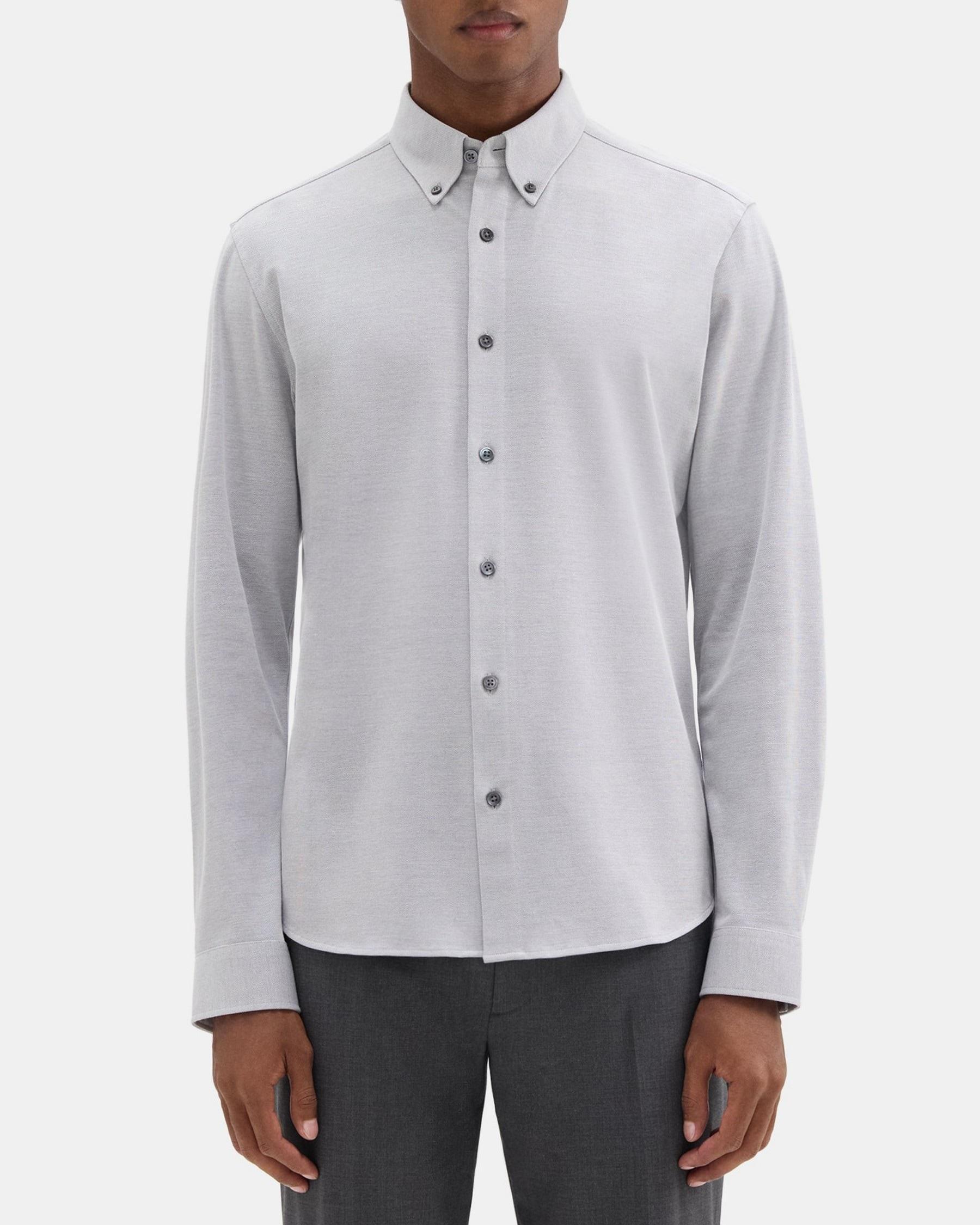 Long-Sleeve Shirt in Structured Piqué Product Image