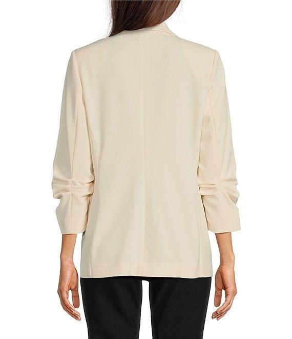 Jones New York Stretch Twill Notch Lapel Scrunch Sleeve Open Front Jacket Product Image