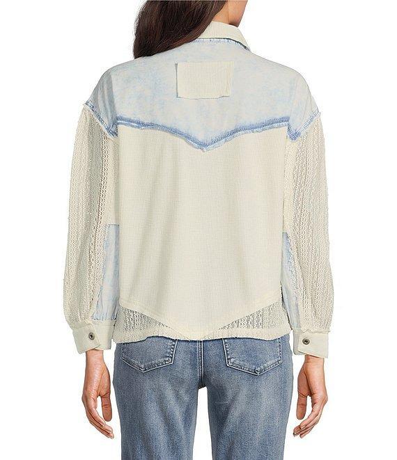 Tru Luxe Jeans Point Collar Long Sleeve Shirt Product Image
