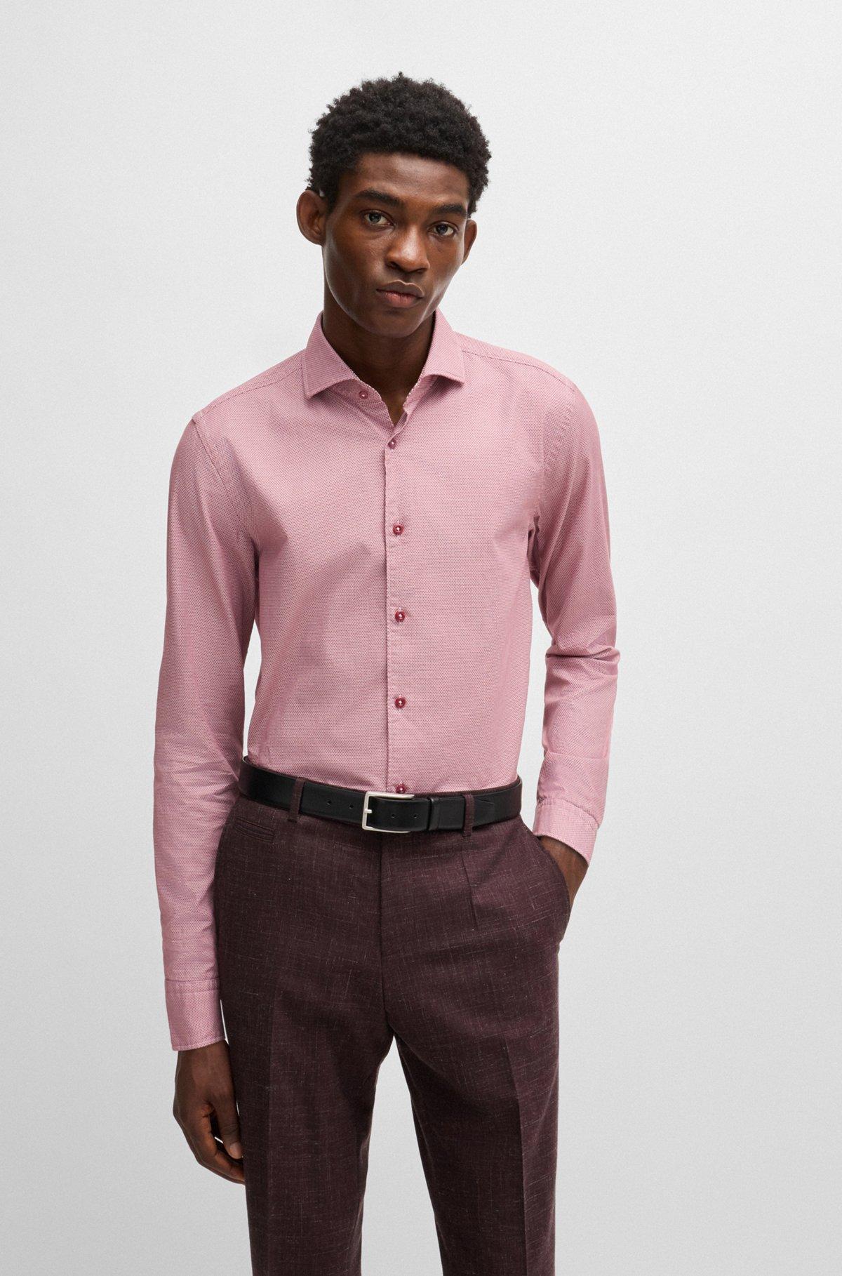 Casual-fit shirt in structured cotton with spread collar Product Image