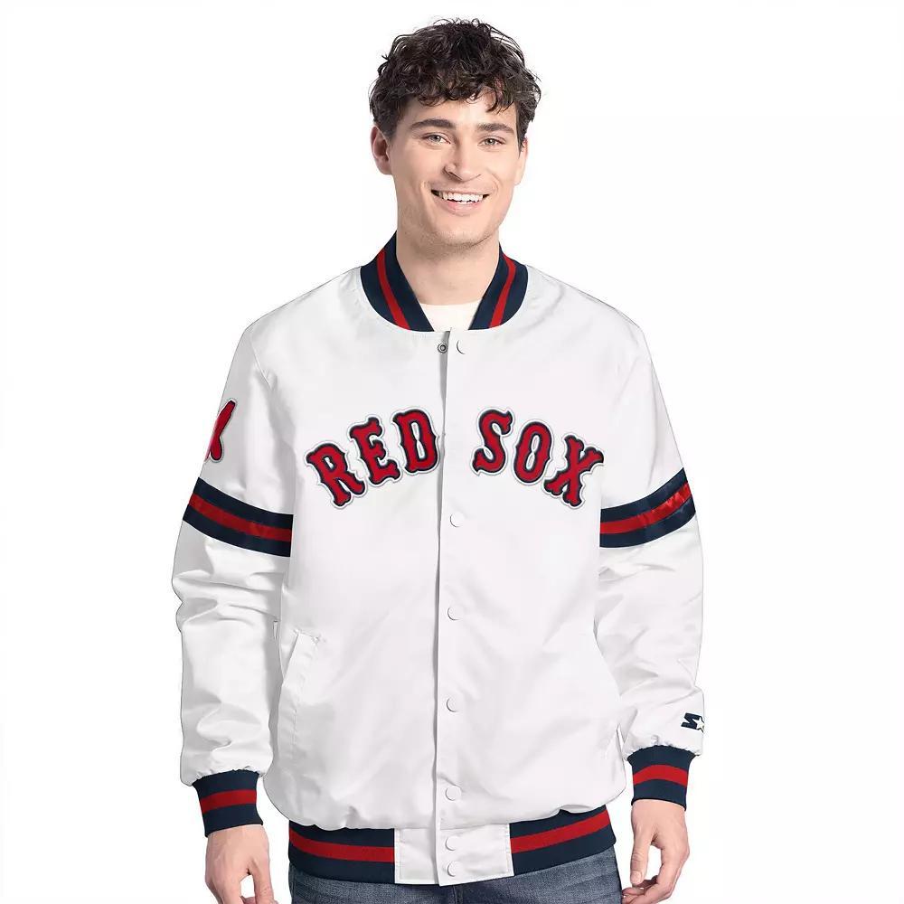 Men's Starter  White Boston Red Sox Cooperstown Scout Full-Snap Varsity Jacket, Size: Medium Product Image