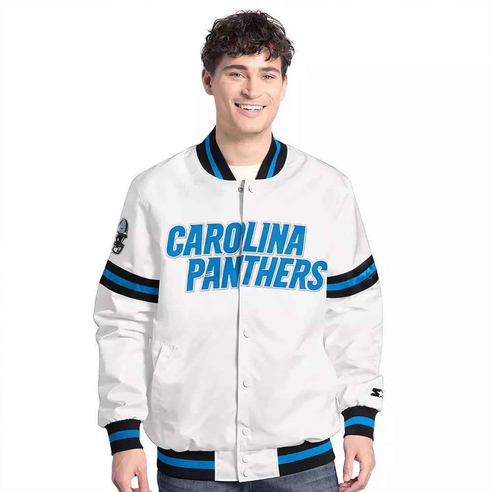 Men's Starter White Carolina Panthers Scout Full-Snap Varsity Jacket,  Product Image