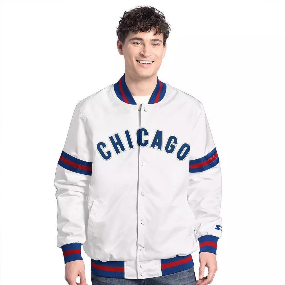 Men's Starter White Chicago Cubs Cooperstown Scout Full-Snap Varsity Jacket,  Product Image
