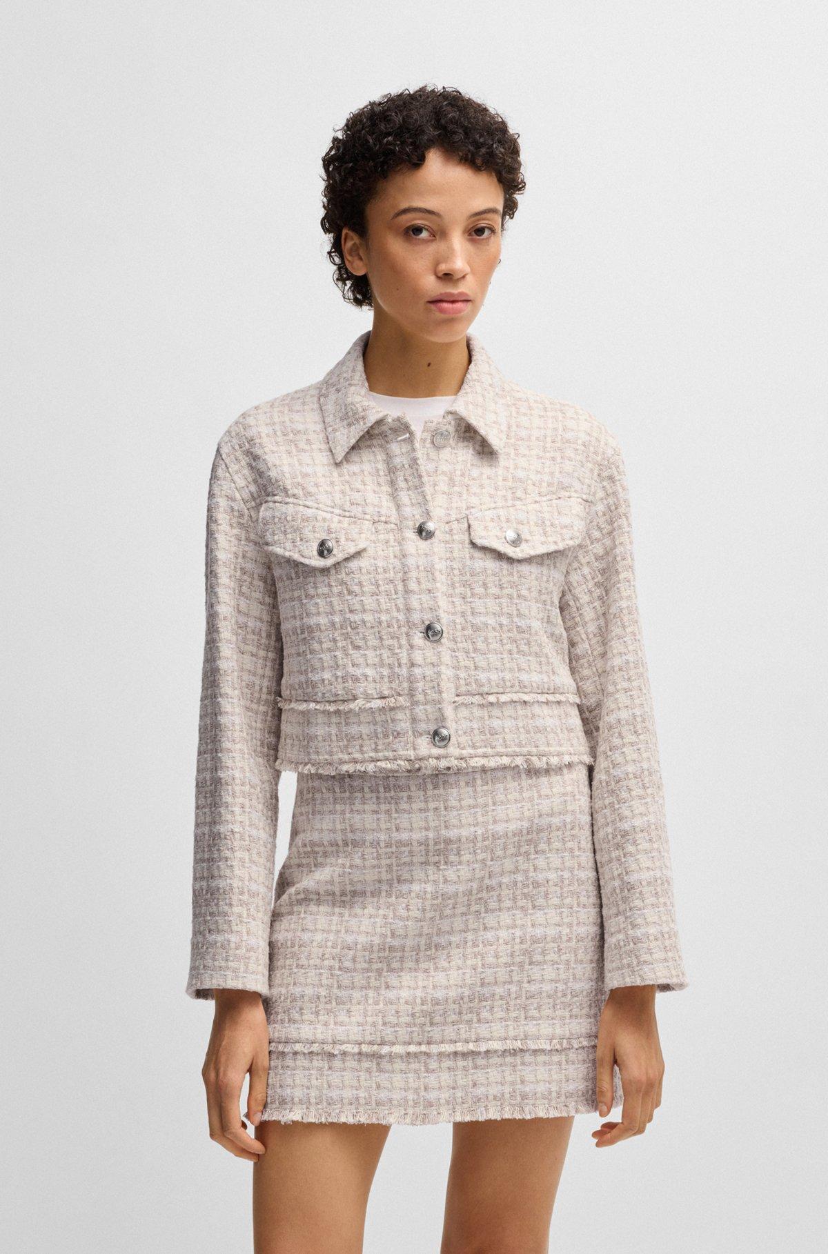 Cropped tweed jacket with metallic buttons Product Image