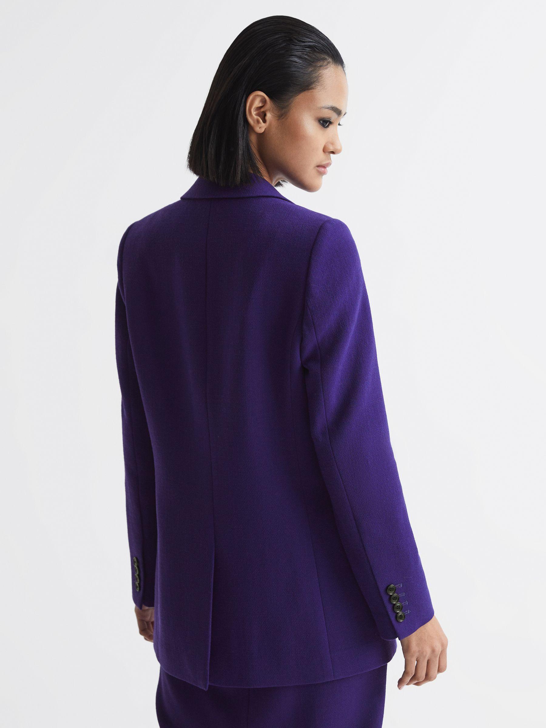 Slim Fit Single Breasted 100% Wool Blazer in Purple Product Image