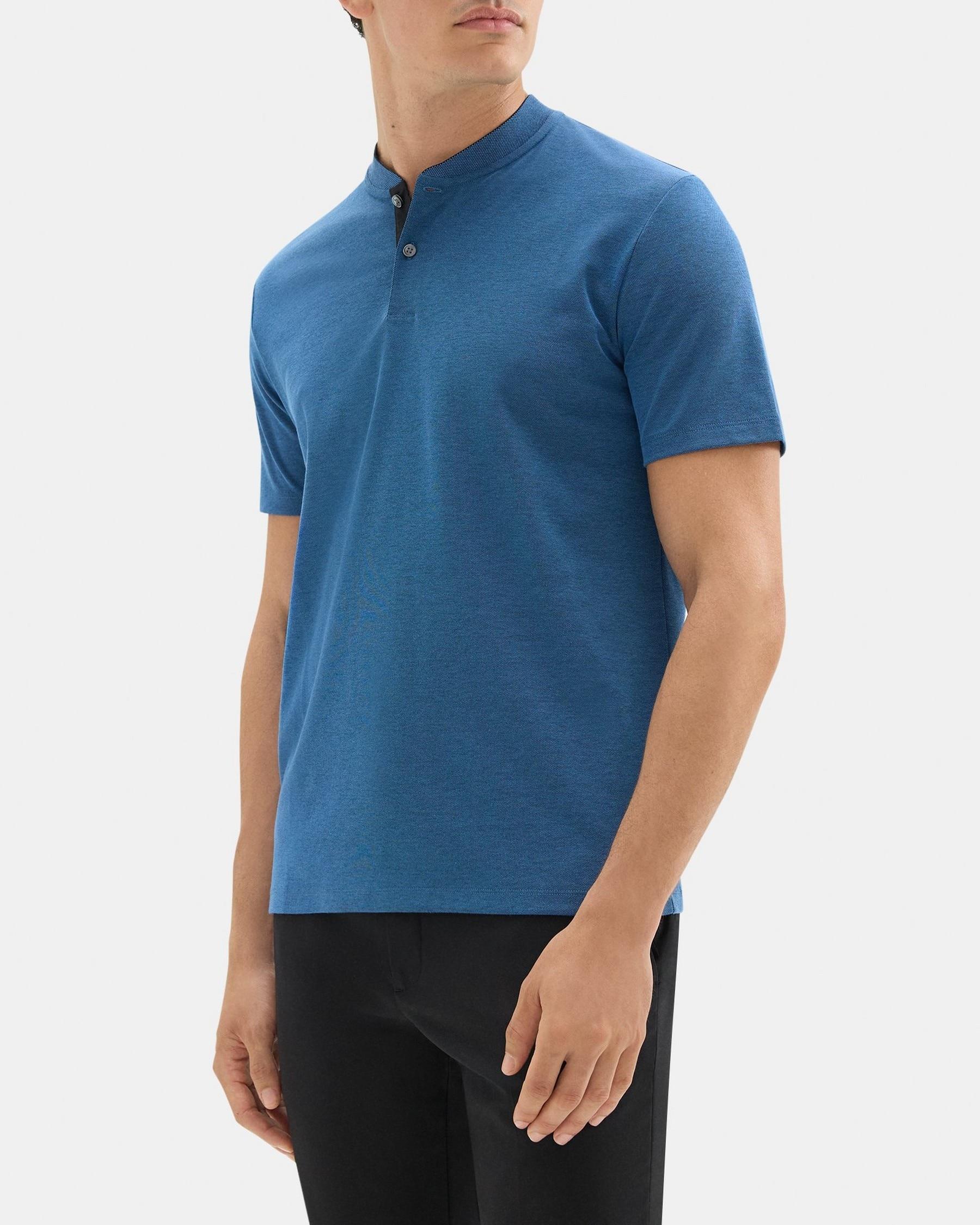 Short-Sleeve Henley Tee in Piqué Cotton Product Image