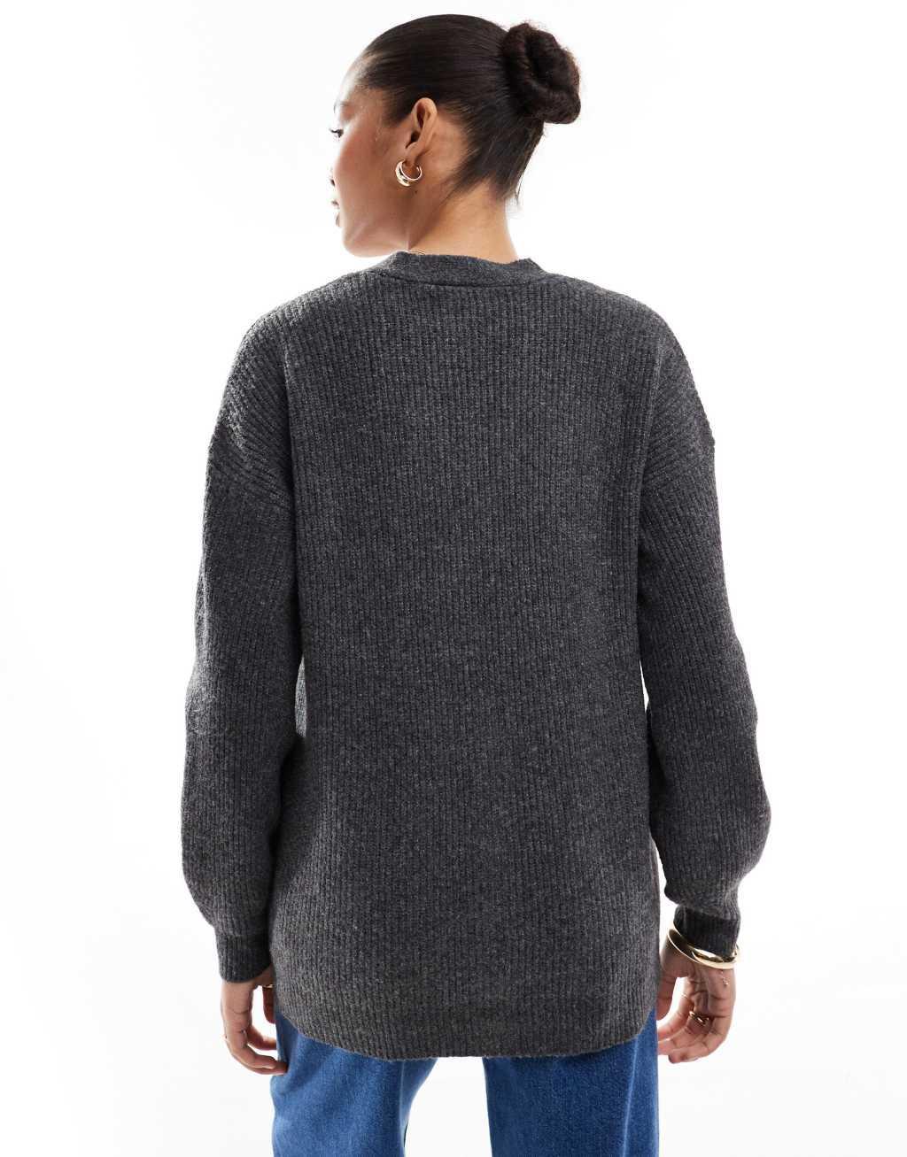 Vila longline cardigan in gray Product Image