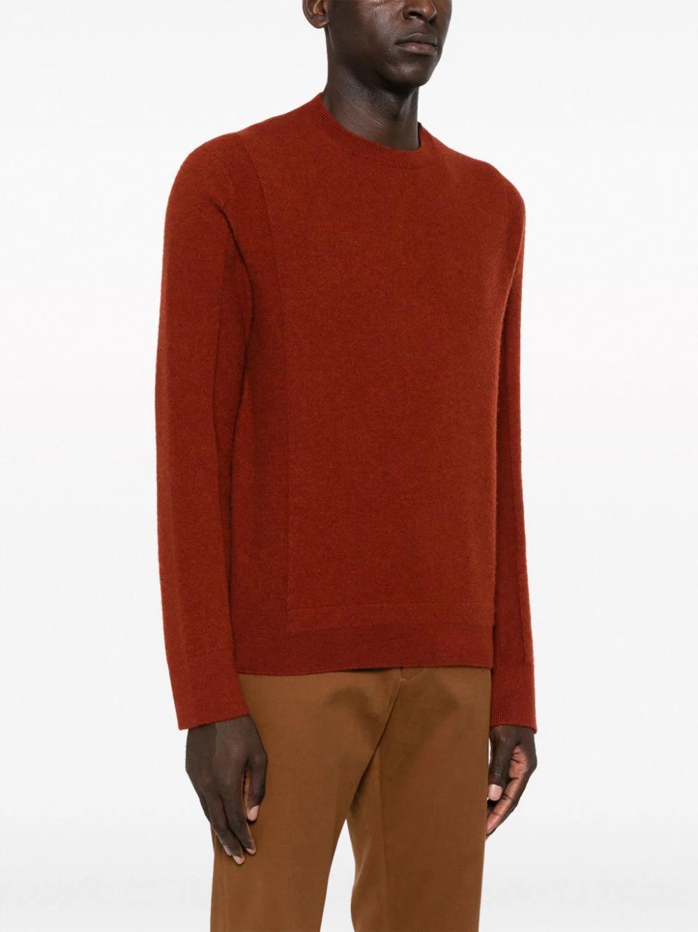 ZEGNA Crew-neck Wool-blend Jumper In Braun Product Image