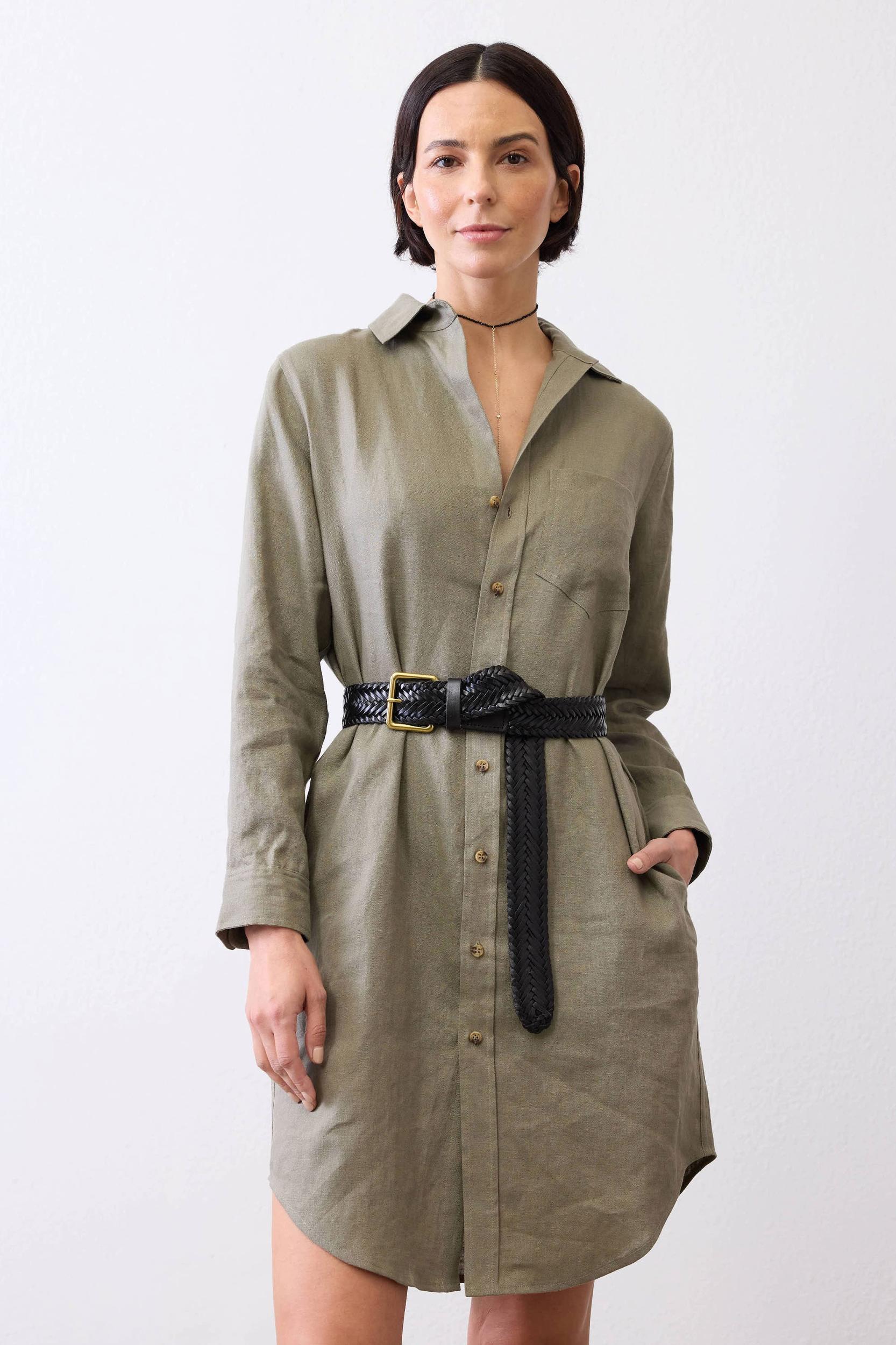 Linen Button Down Shirt Dress Product Image