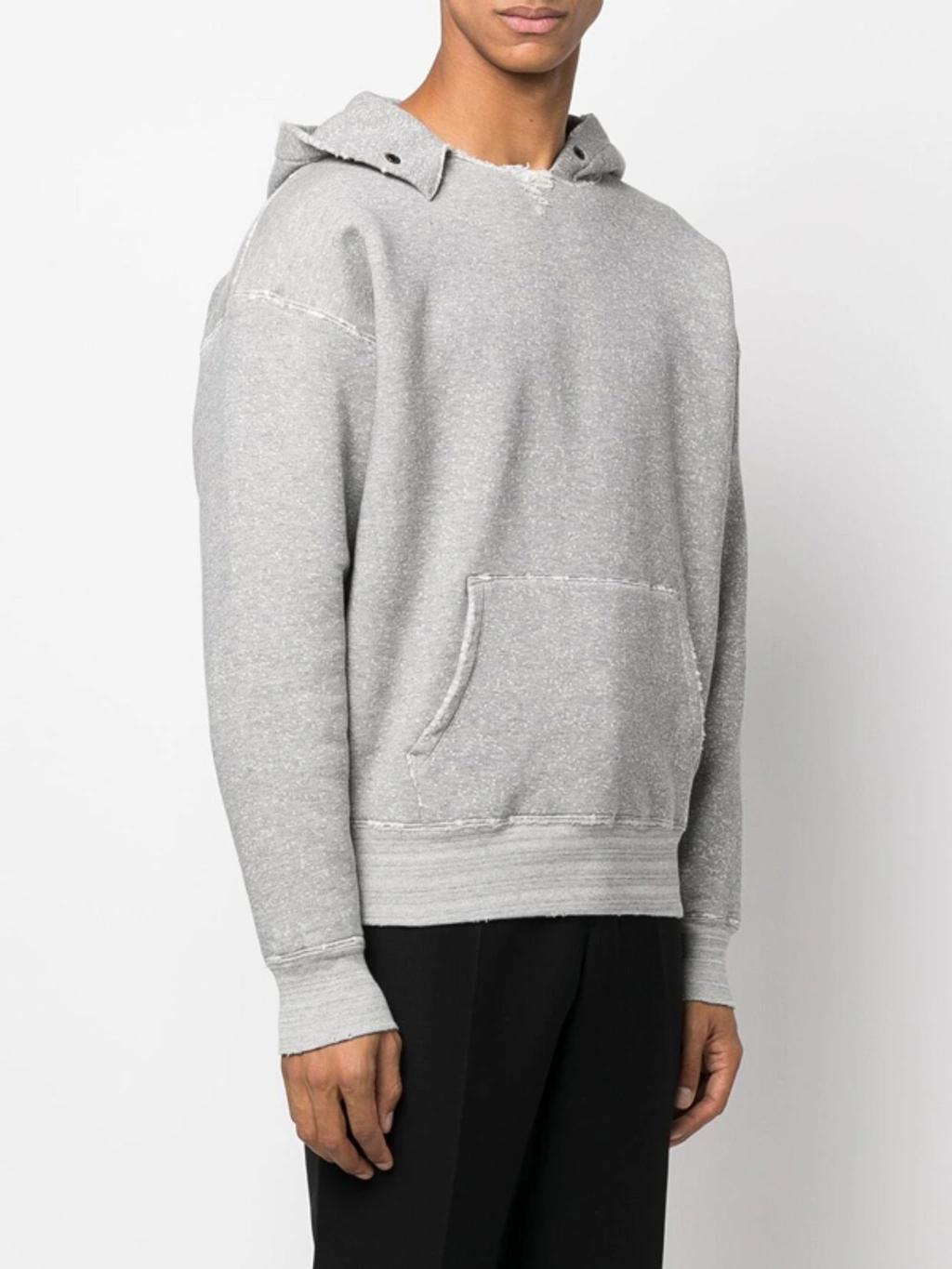 Ysl Universite Distressed Grey Hoodie In Gris Chine,gris Product Image