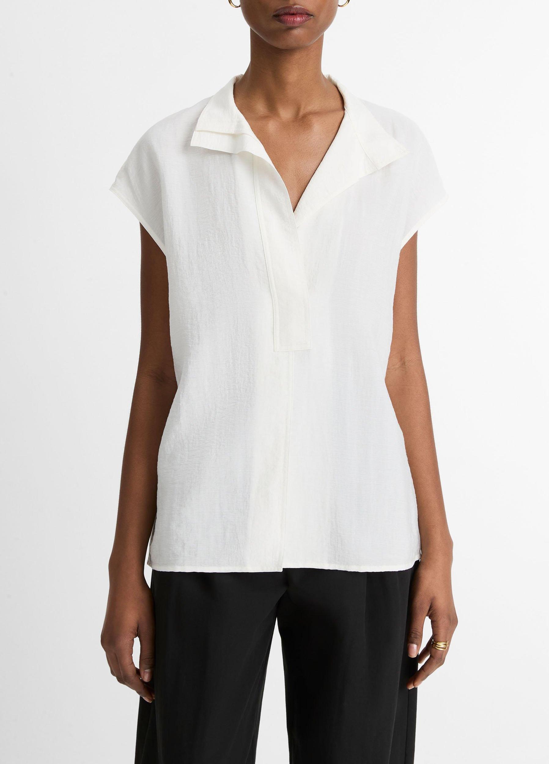 Voile Cap-Sleeve Blouse Product Image