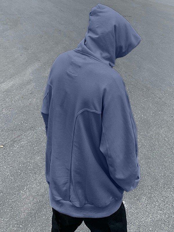 Men's Patchwork Button Down Pullover Hoodie Product Image