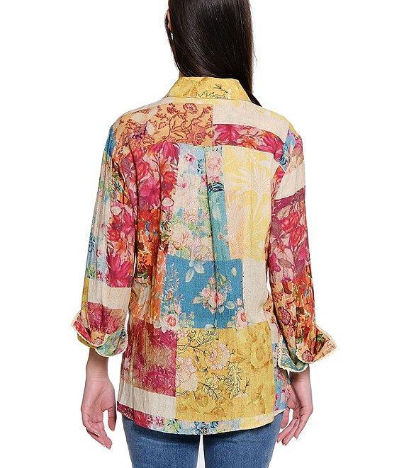 Tru Luxe Patchwork Print Button Front Shirt Product Image