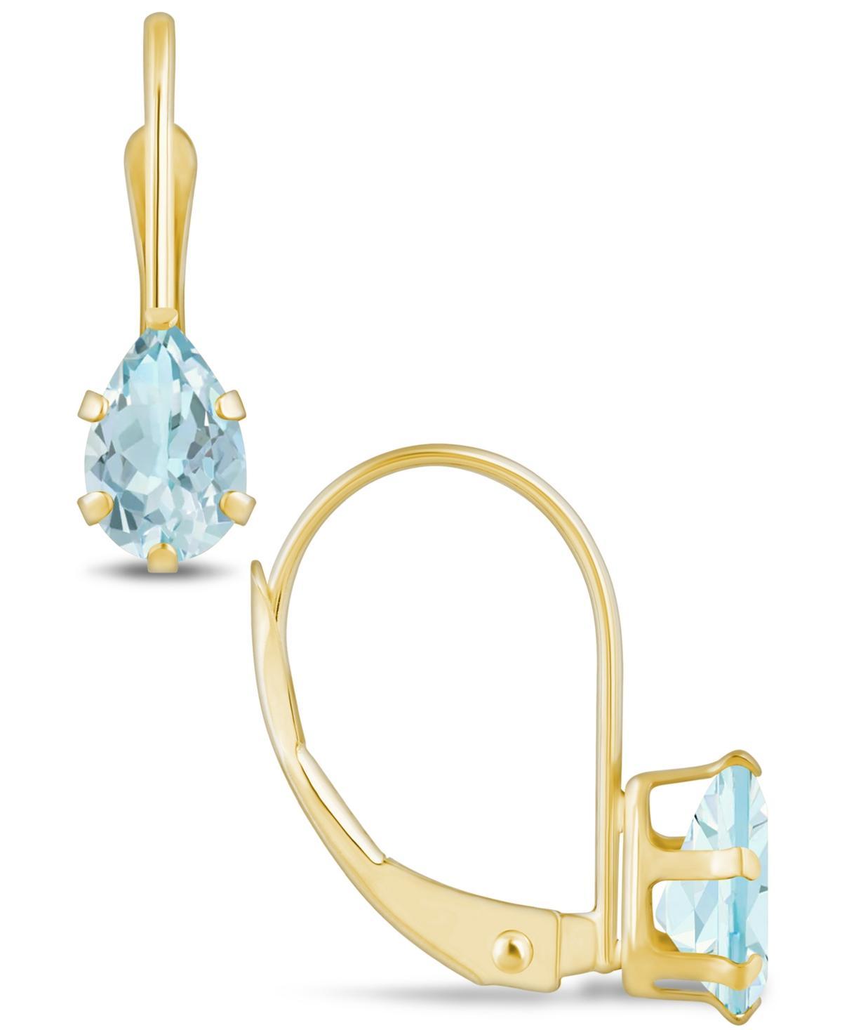 Celebration Gems 10k Gold Pear Shape Aquamarine Leverback Earrings, Womens, 10k Whgold Product Image