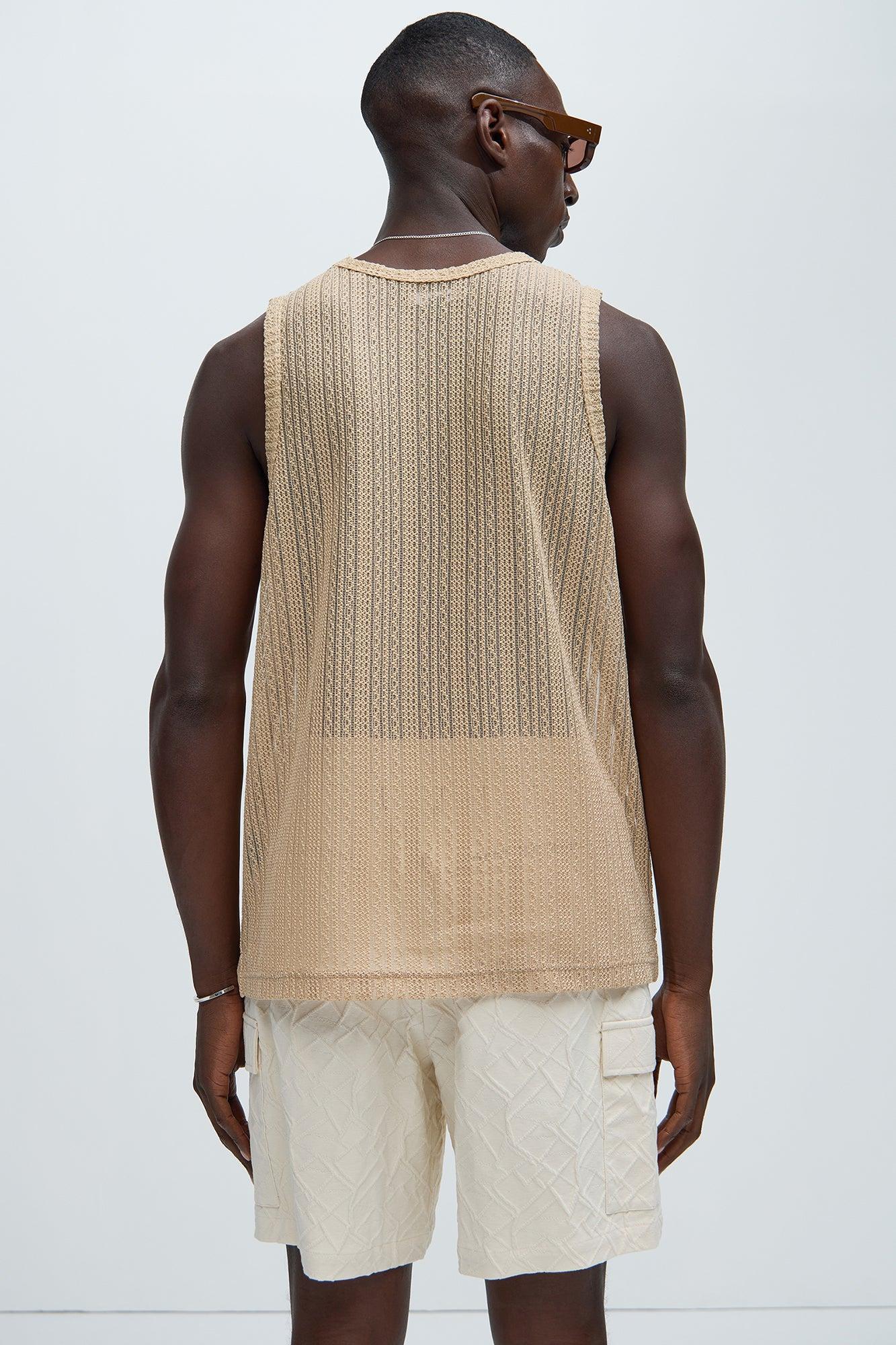 Brannen Textured Relaxed Tank - Tan Product Image