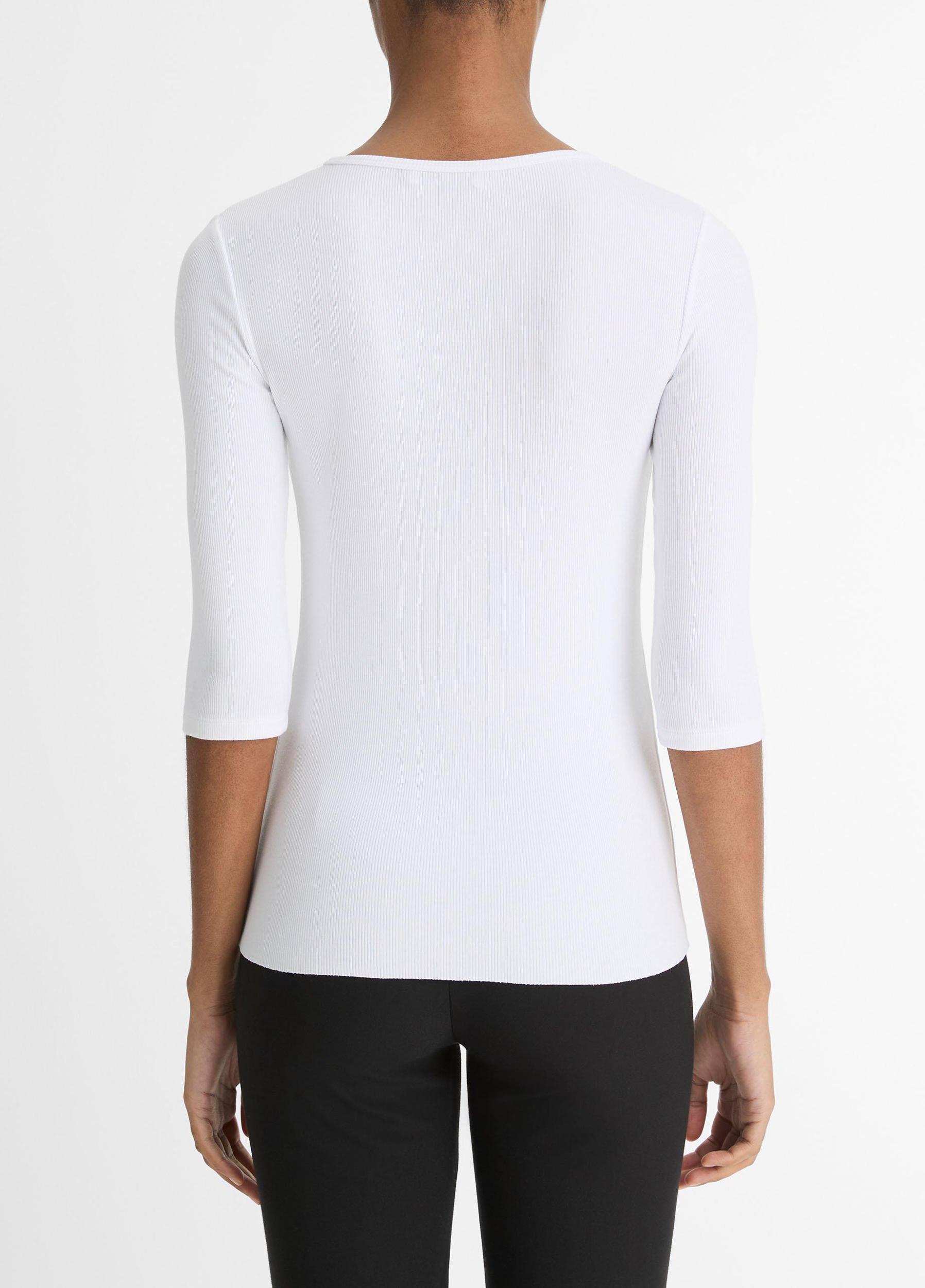 Elbow-Sleeve Crew Neck T-Shirt Product Image