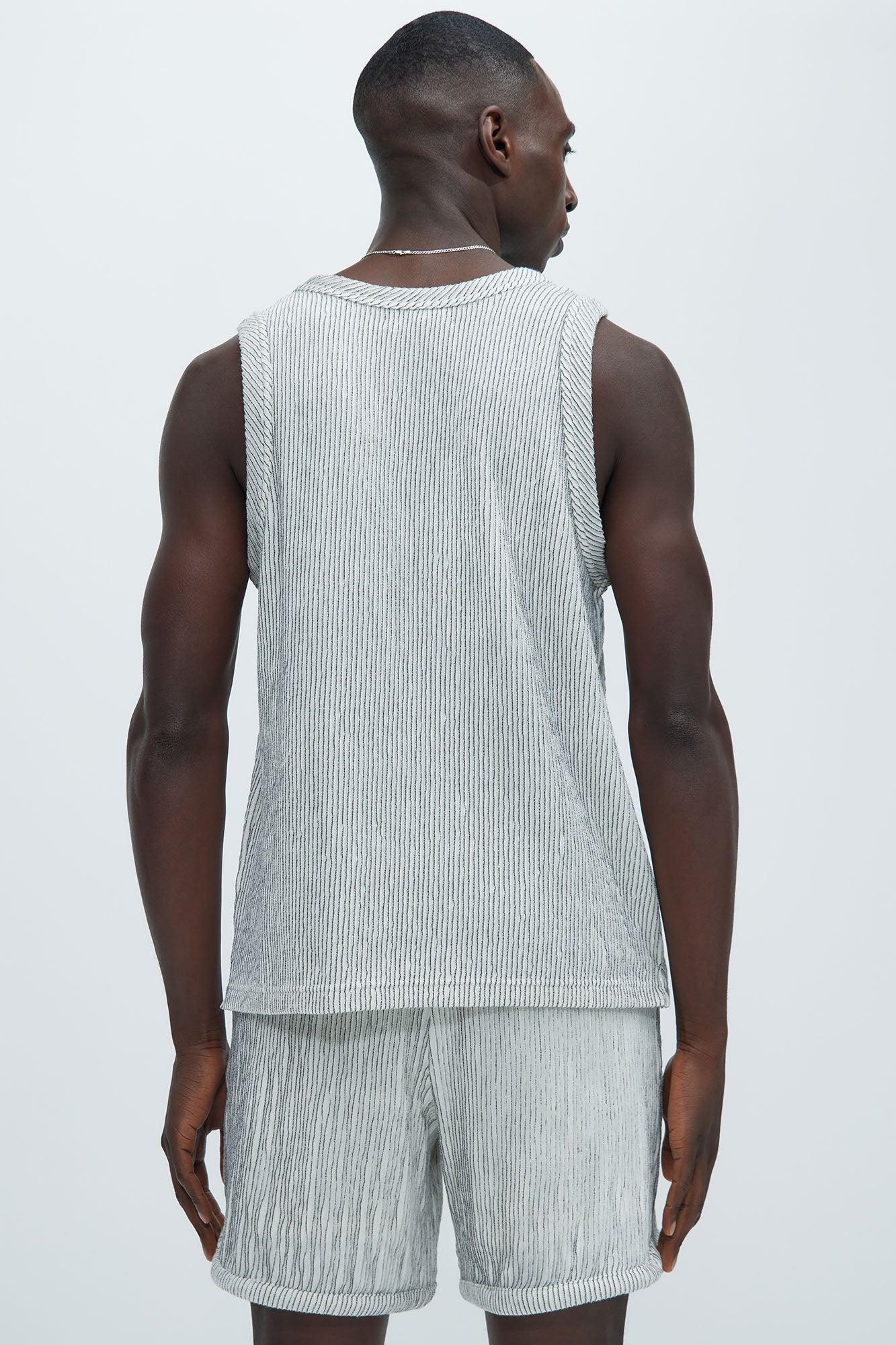 Neil Textured Tank - White/Black Product Image