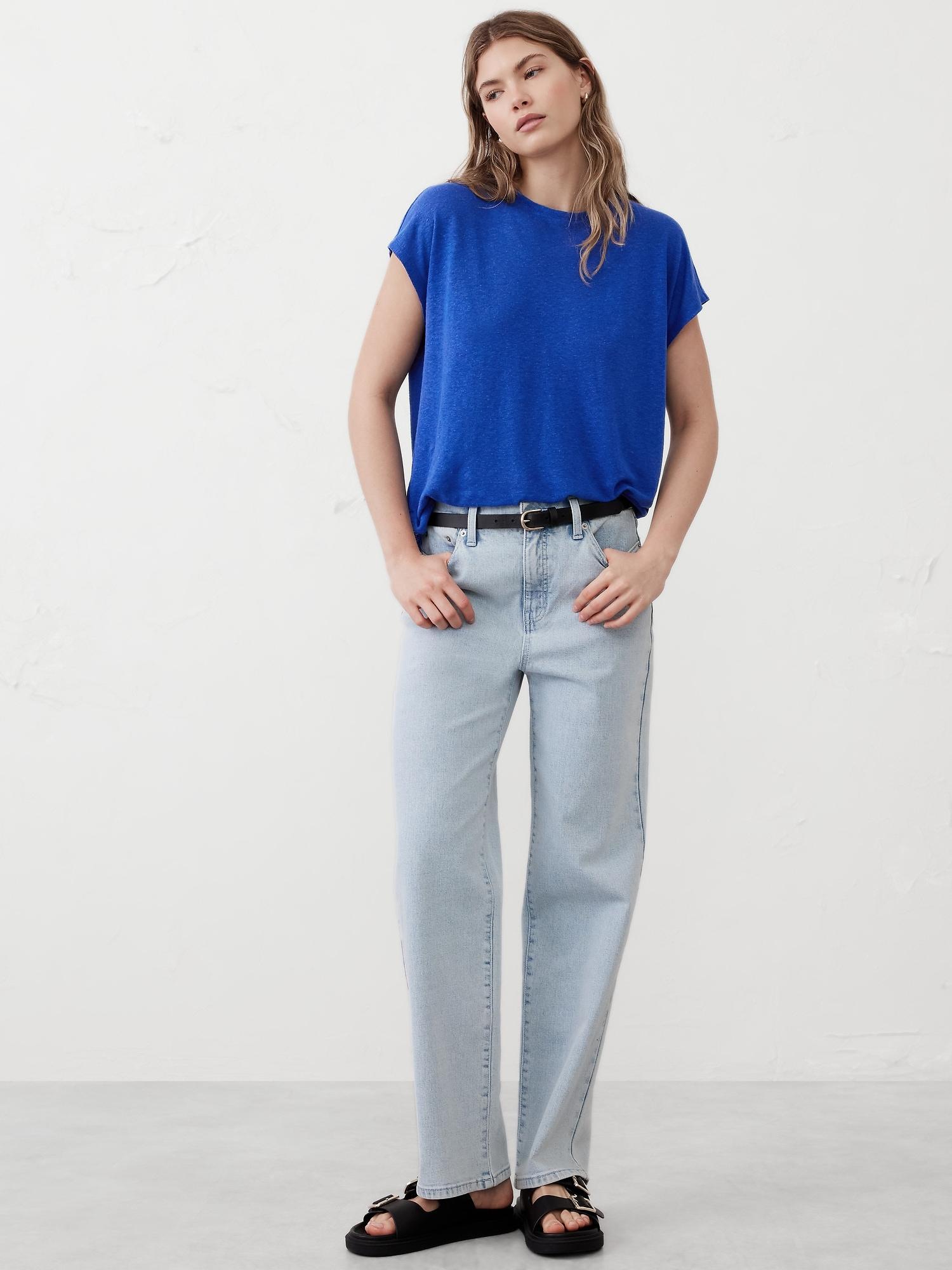 Linen-Blend Dolman T-Shirt Product Image
