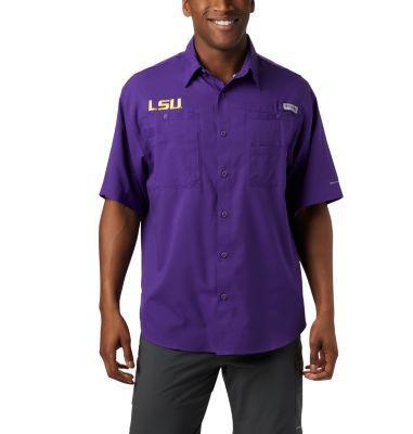 Columbia Men's Collegiate PFG Tamiami Short Sleeve Shirt - LSU- Product Image