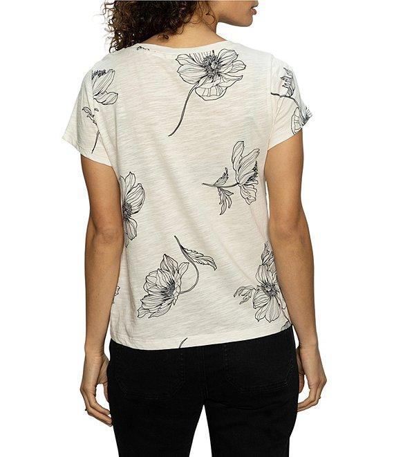 Sanctuary The Perfect Tee Crew Neck Sketched Botanic Print Short Sleeve Top Product Image