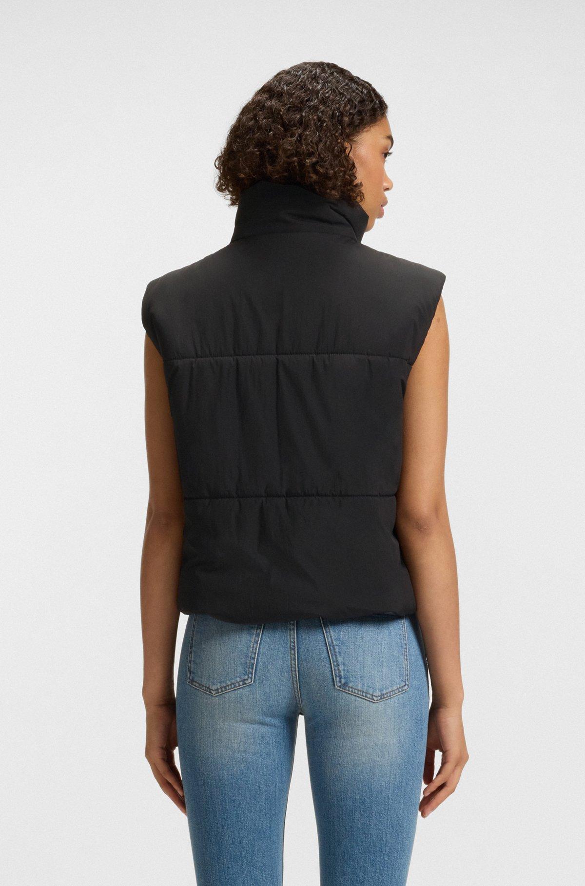 HUGO - Water-repellent gilet with silicone HUGO badge - Black Product Image