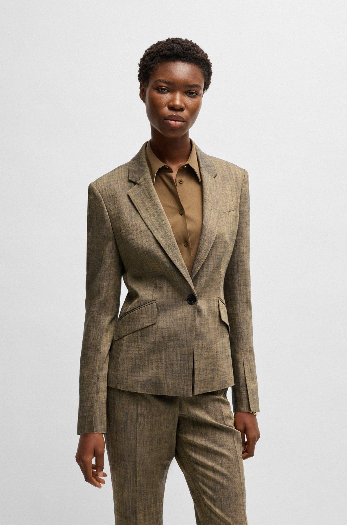 Slim-fit blazer in melange sharkskin fabric Product Image