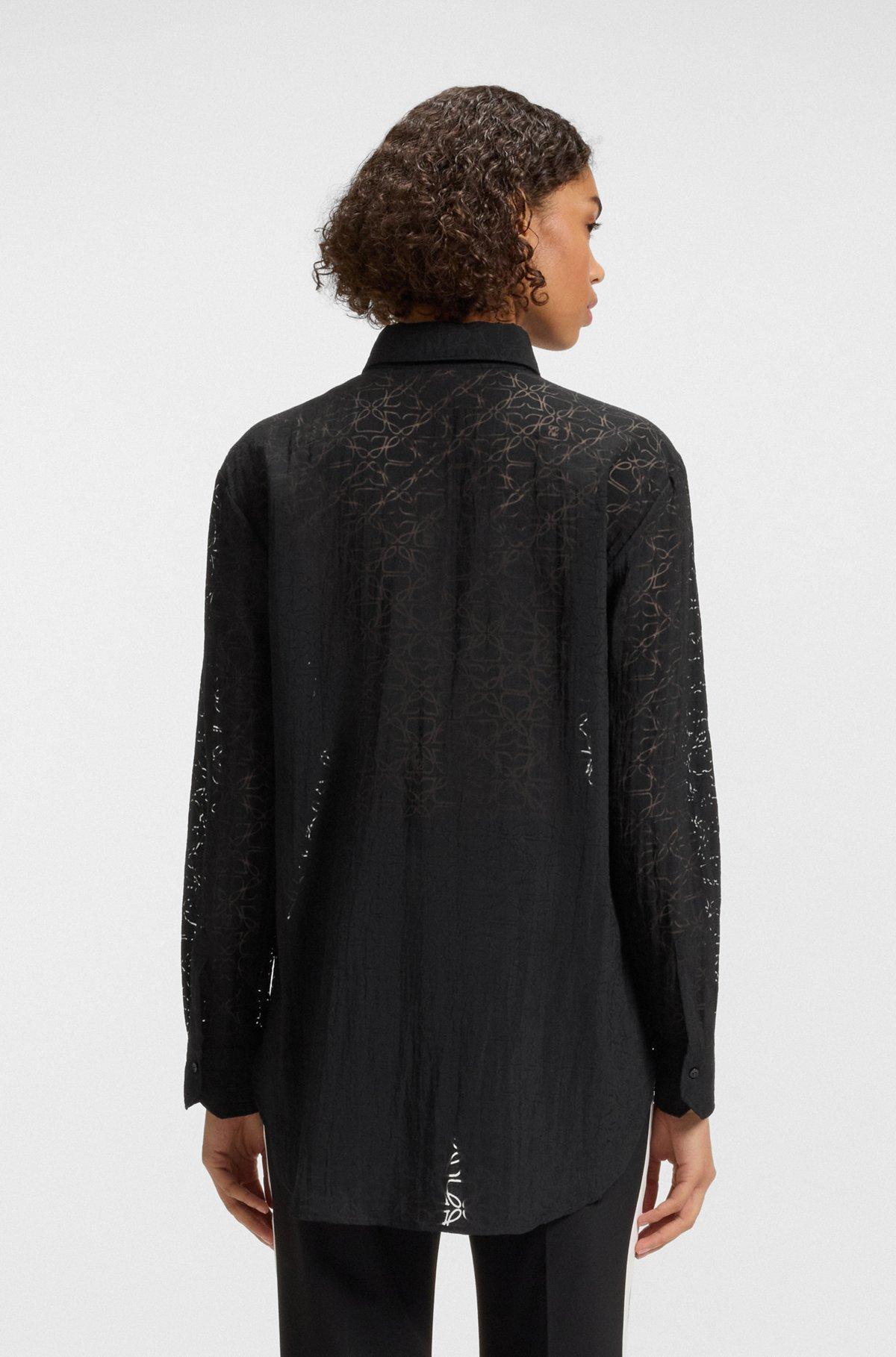HUGO - Oversize-fit blouse with burnout pattern - Patterned Product Image