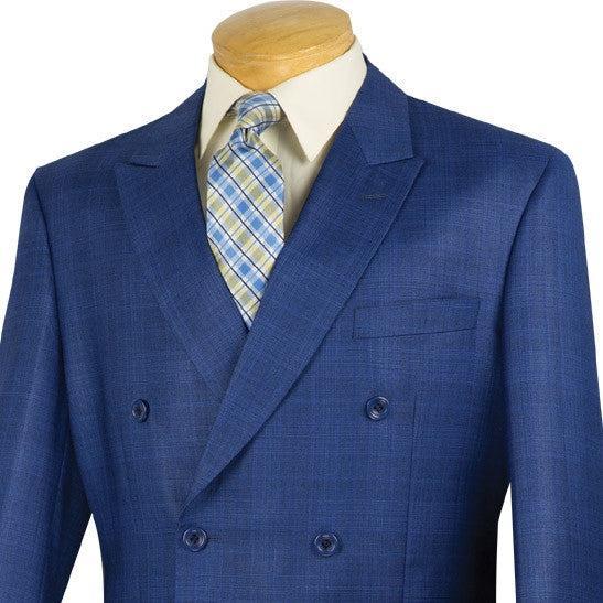 Alexander Collection - Blue Double Breasted 2 Piece Suit Regular Fit Glen Plaid Product Image