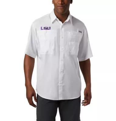 Columbia Mens Collegiate PFG Tamiami Short Sleeve Shirt - Tall - Louisiana- Product Image