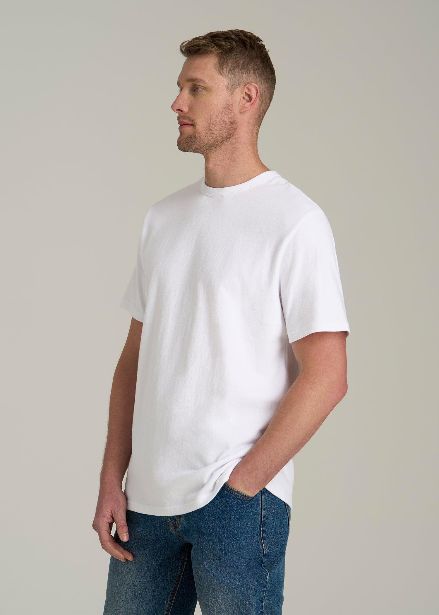LJ&S Heavyweight Relaxed Fit Tee for Tall Men in White Male Product Image