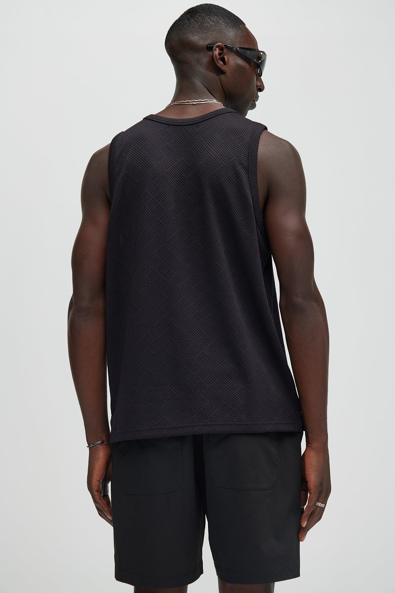 Easton Geo Textured Relaxed Tank Top - Black Product Image