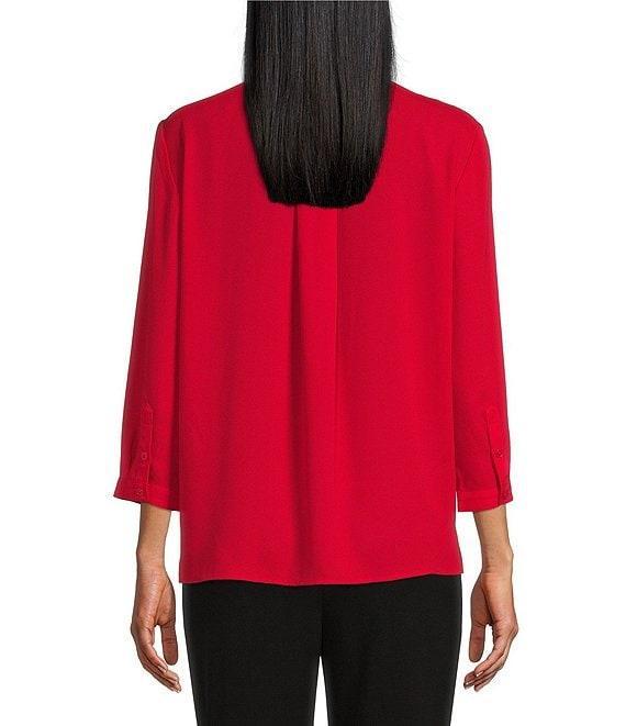 Investments Caroline Signature V-Neck 3/4 Sleeve Button Front Top Product Image