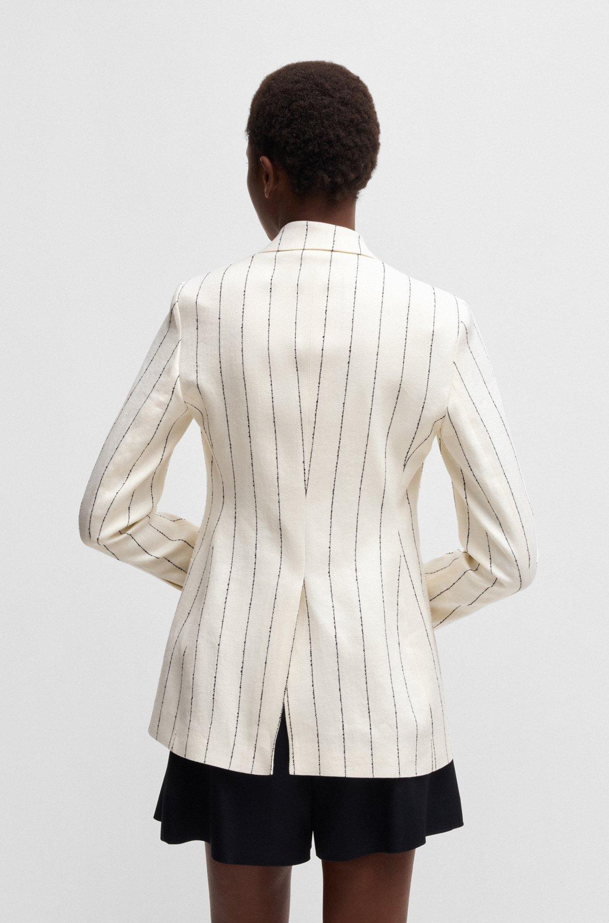Slim-fit suit jacket in striped linen-blend bouclé Product Image