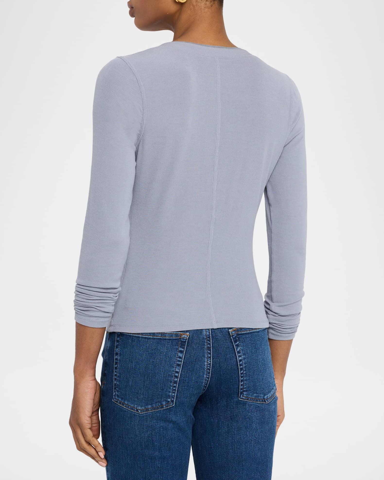 The Mesh Trim Ribbed Henley Top Product Image