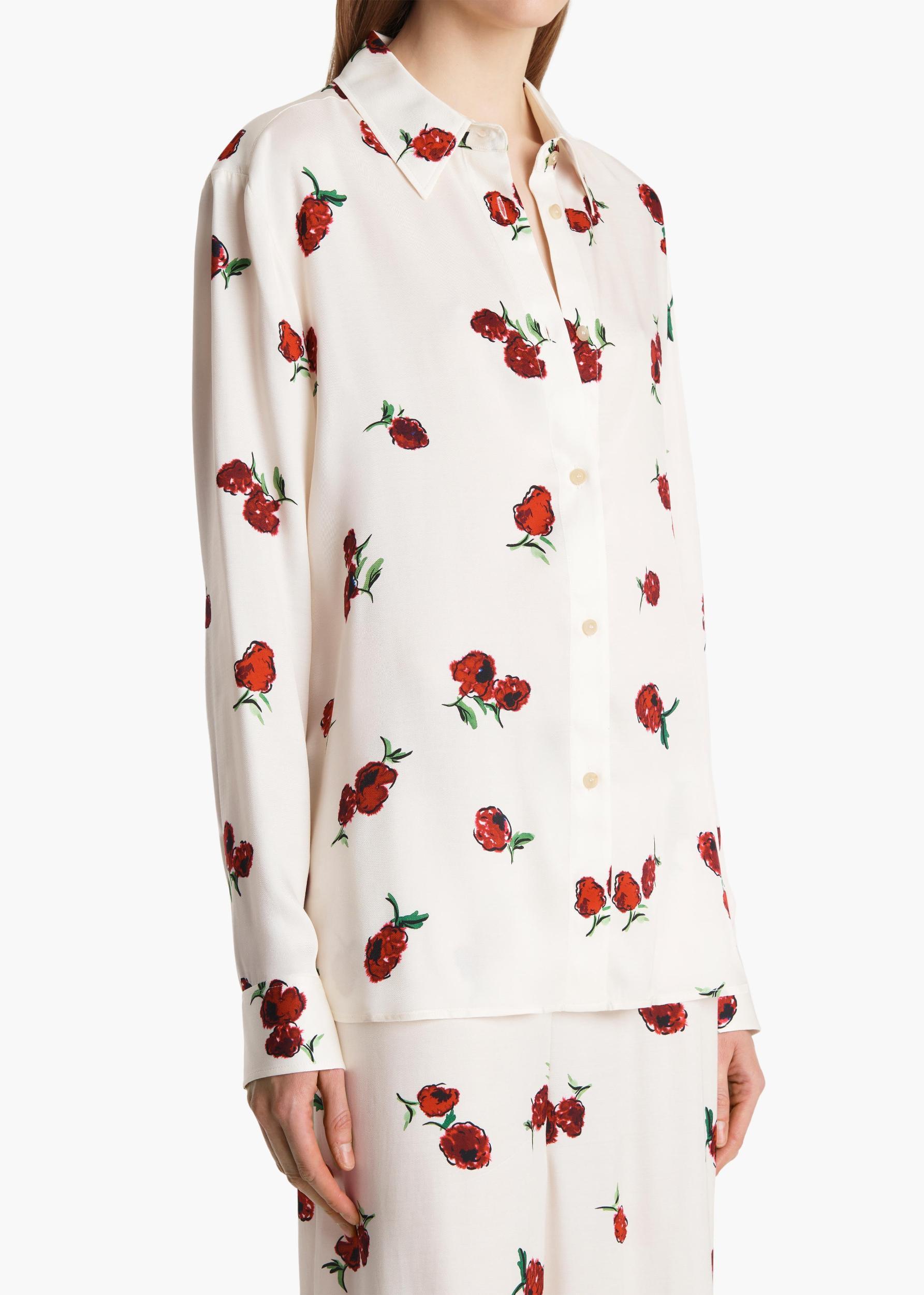 Argo Top in Cream with Raspberry Print Product Image