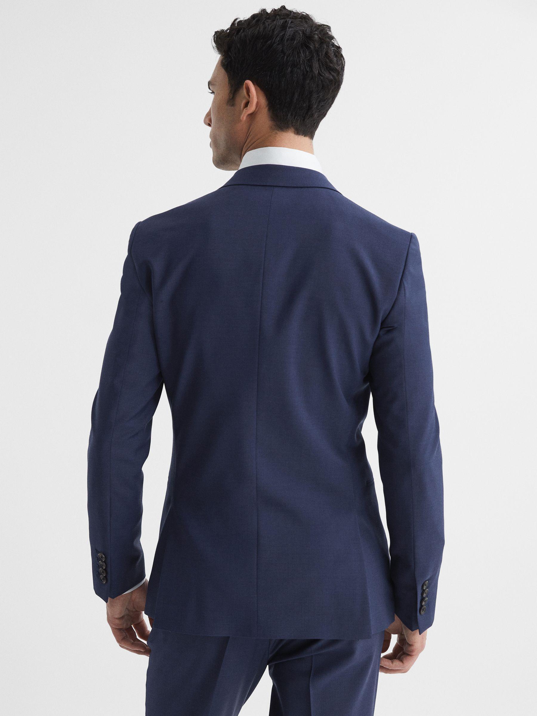 Slim Fit Single Breasted Wool Blend Blazer in Bright Blue Product Image
