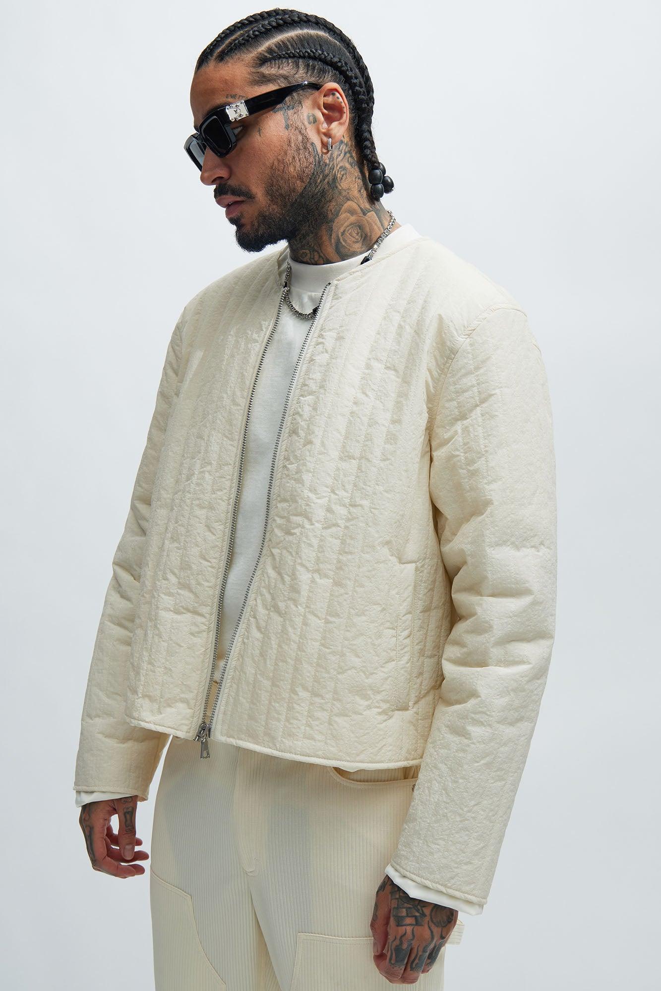 Warren Nylon Zip Jacket - Off White Product Image