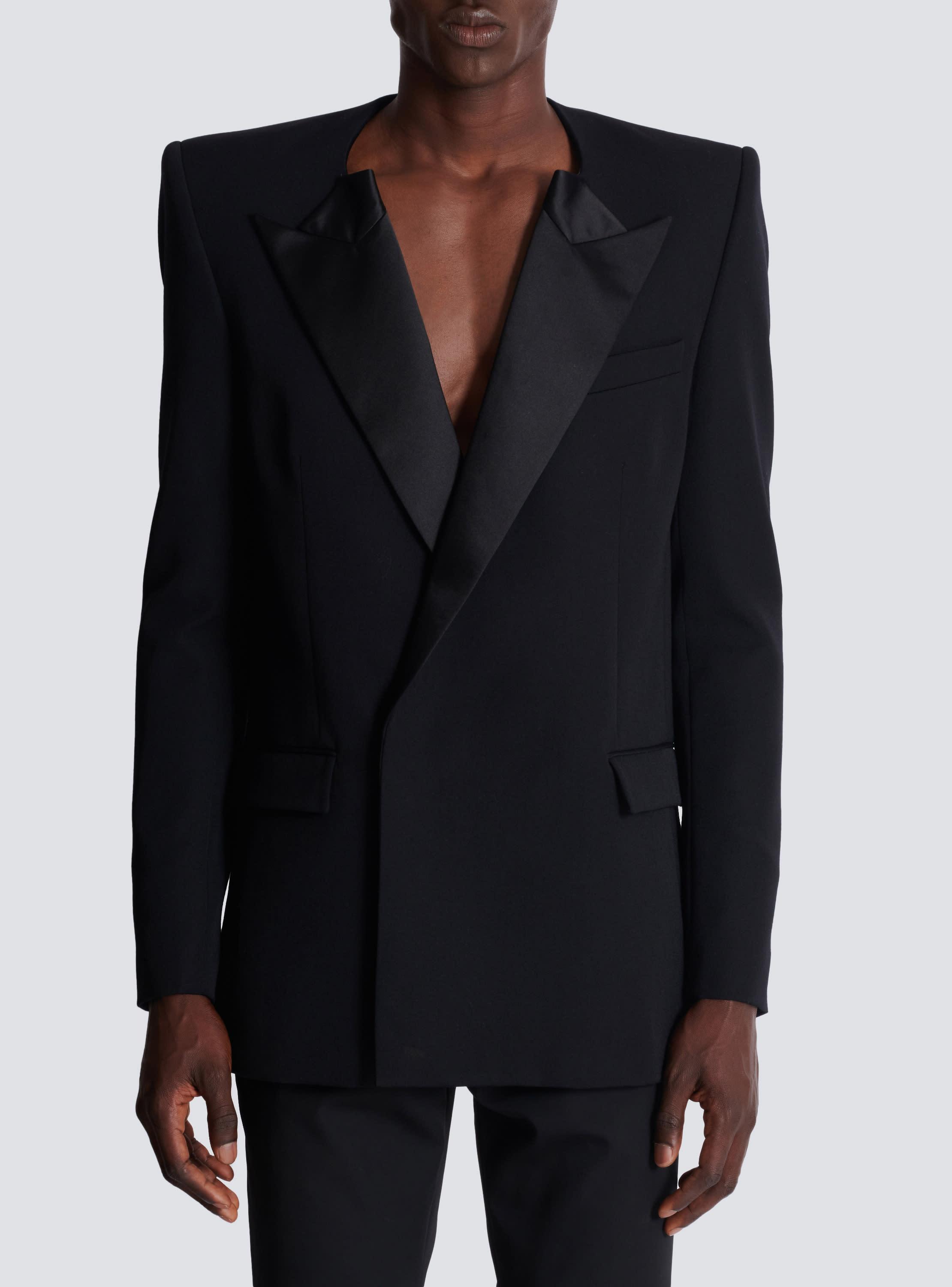 Grain de poudre jacket with satin lapels Product Image