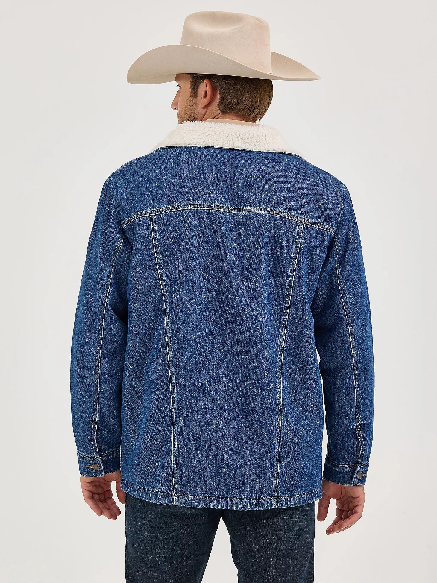 Men's Western Sherpa Lined Denim Wrange Jacket in Medium Wash Product Image