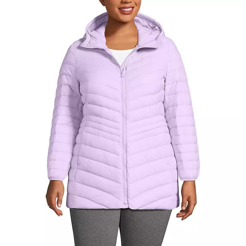 Plus Size Lands' End Hood Wanderweight Ultralight Down Packable Jacket, Women's, Size: 1XL, Light Cornflower Product Image