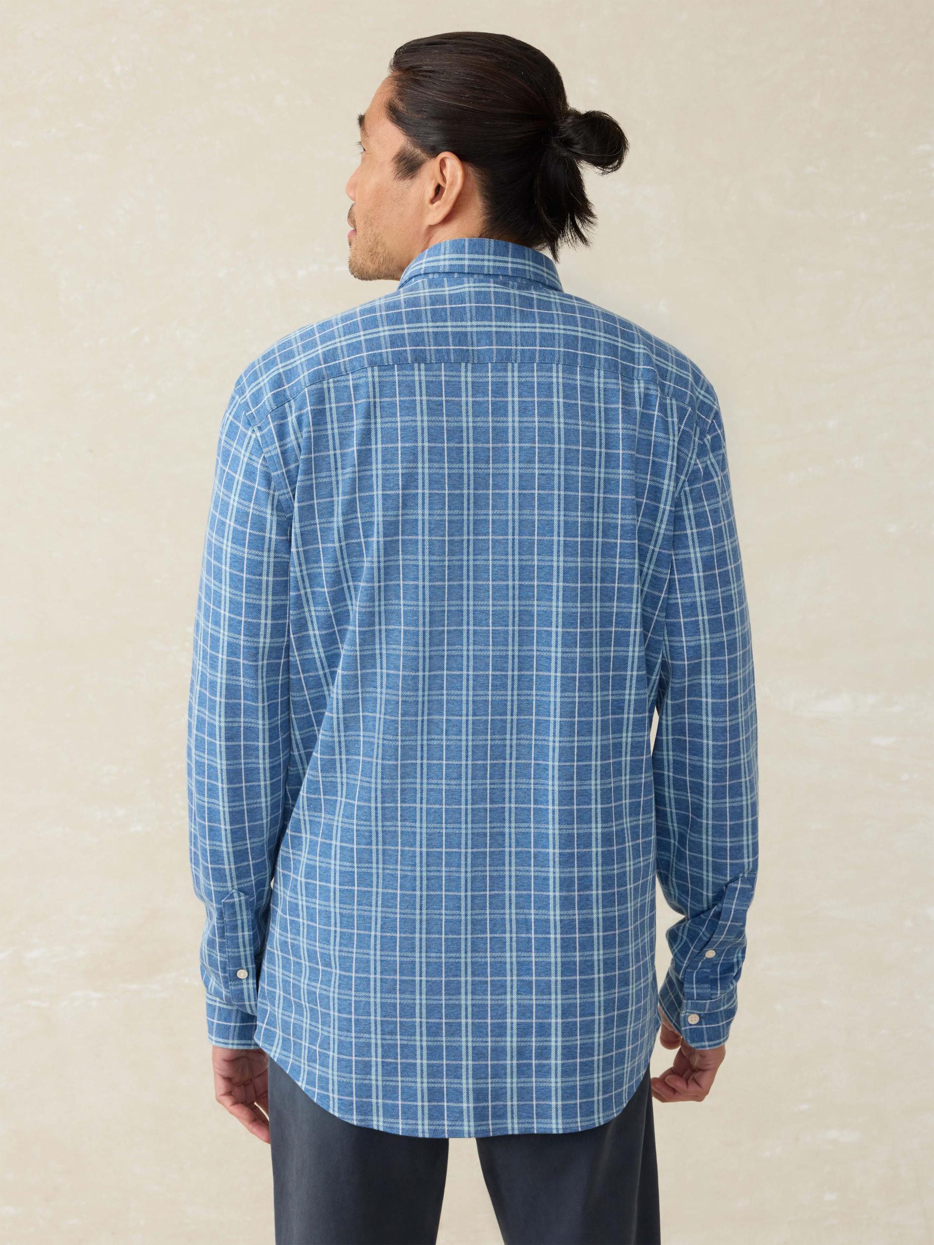 Coastline Knit Shirt - Ocean Sky Plaid Product Image