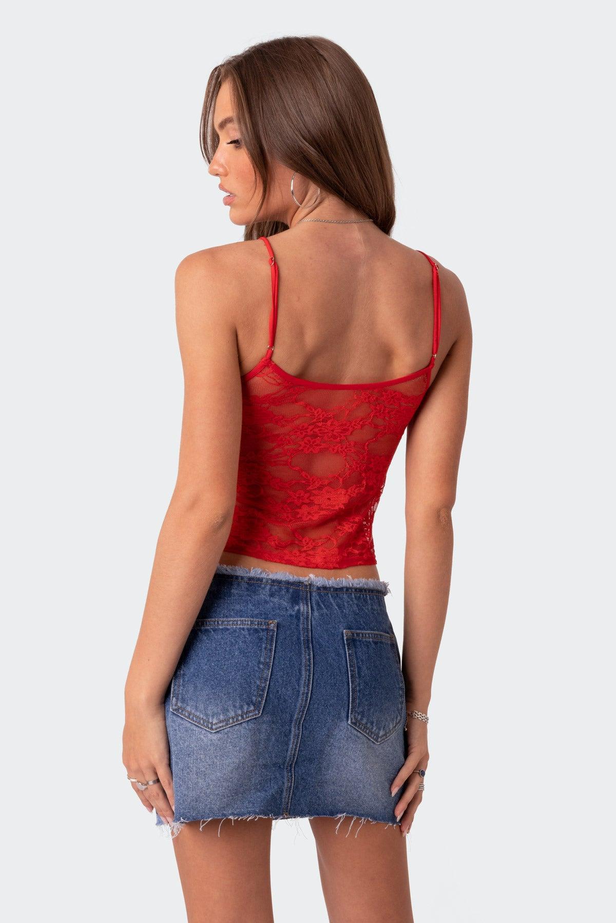 Gianna Sheer Lace Tank Top Product Image