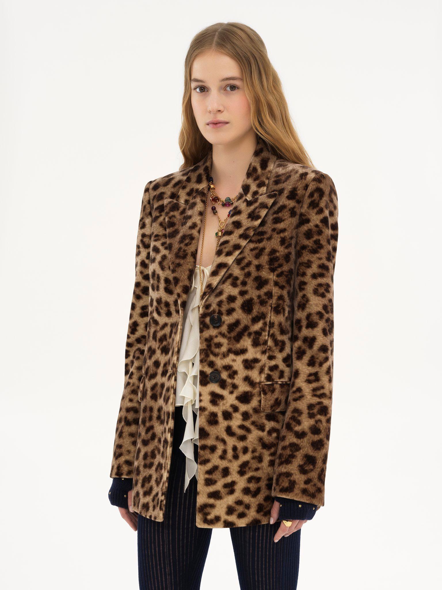 Tailored jacket in leopard-print velvet Product Image